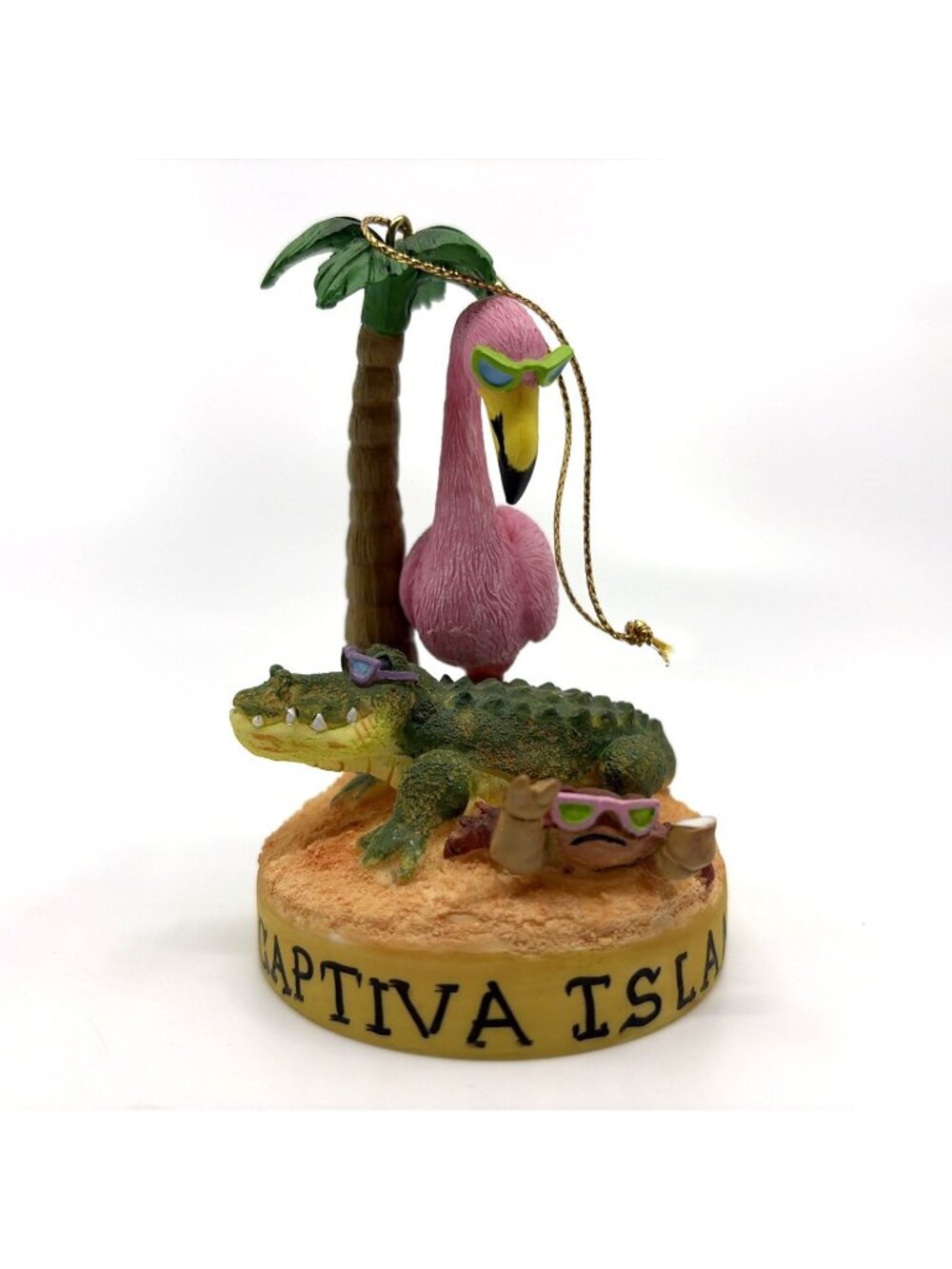 Captiva Island Florida Flamingo Alligator Palm Tree Resin Christmas Ornament
